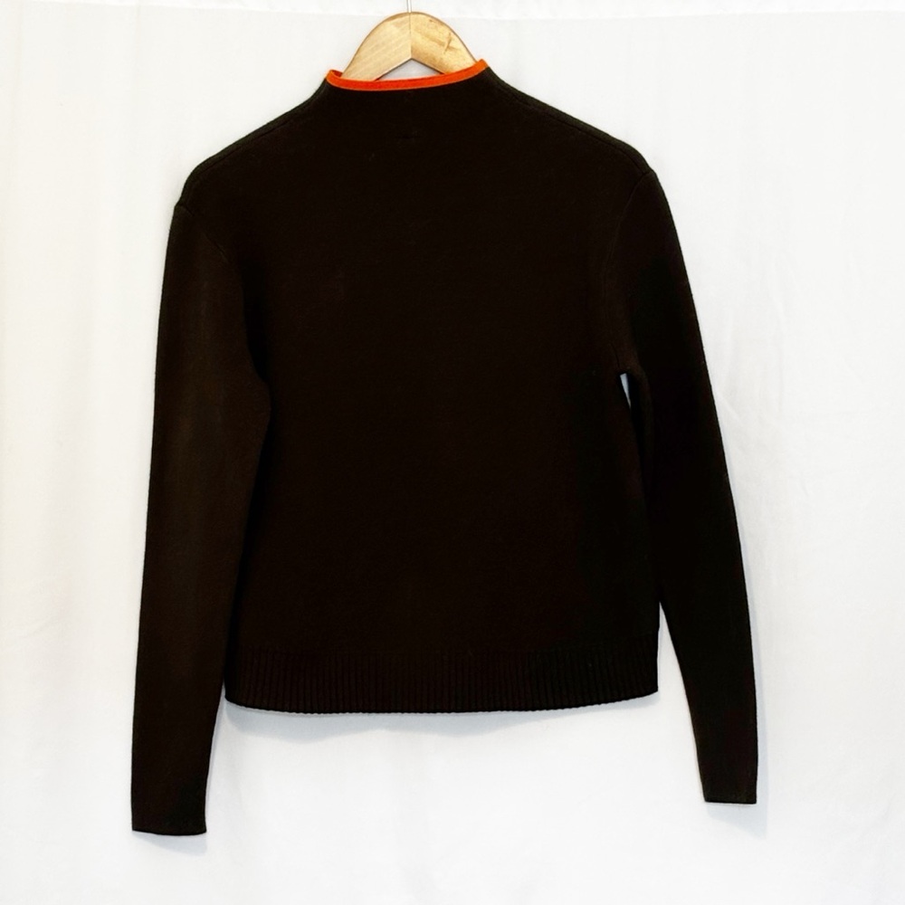 Sweaty Betty Serenity Cropped Boxy Jumper‎ Green with Orange Trim Mock Neck - Picture 3 of 8